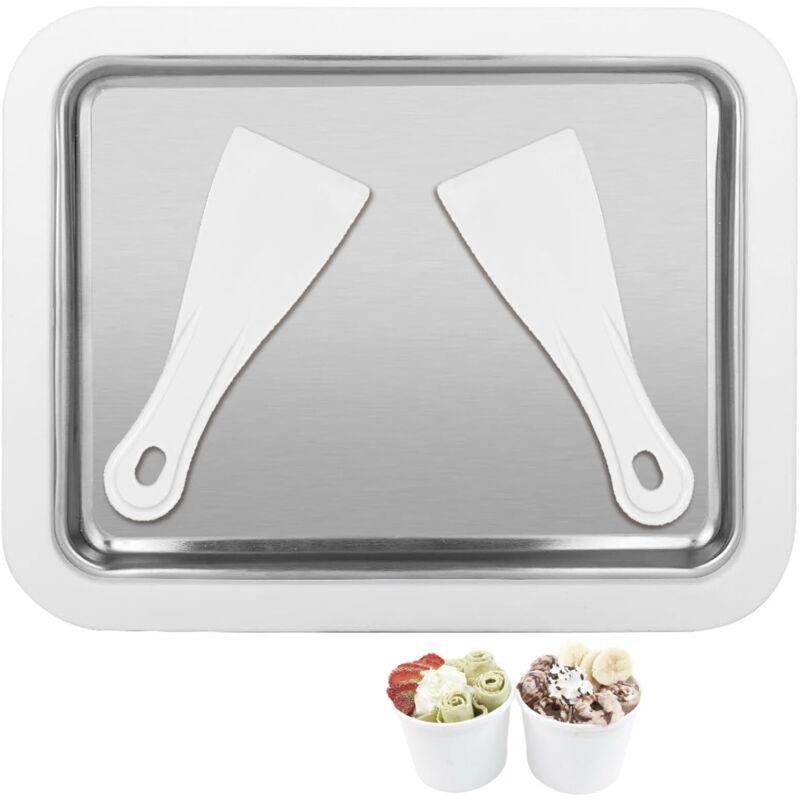 Eismaschine mit 2 Spachteln, Instant-Rolleismaschine, Eismaschine für Heimwerker-Familie, Gelato-Roll-Tablett zur Herstellung von Eis, Joghurt,