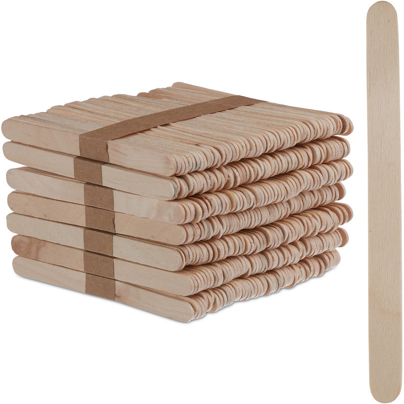Eisstiele aus Holz, 500 Stück, Eis Holzstäbchen, Basteln, Backen, diy Eis am Stiel, HxB: 11,5 x 1 cm, natur - Relaxdays