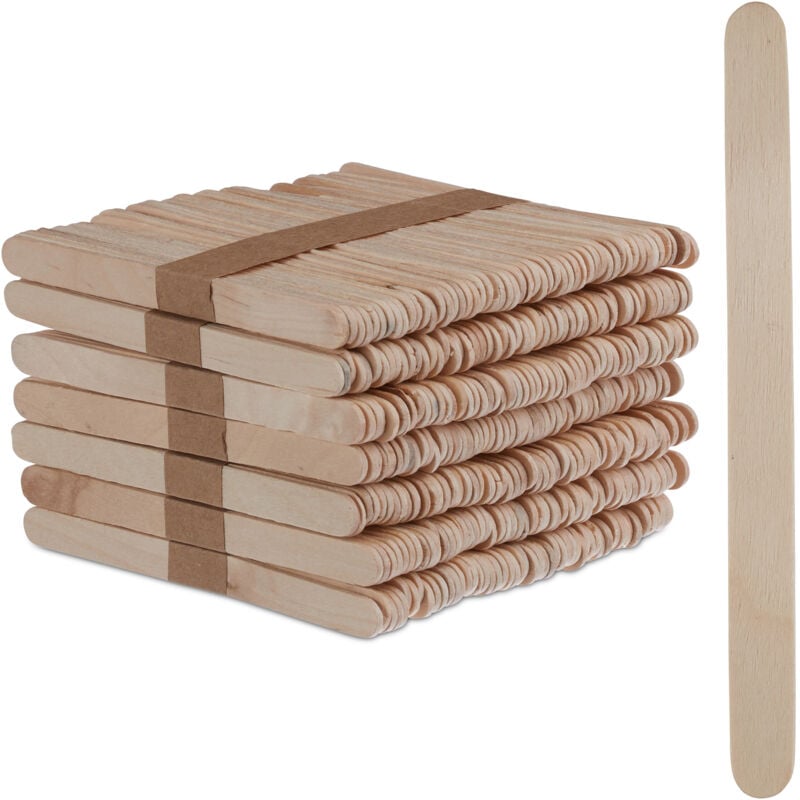 Relaxdays - 2000 x Eisstiele aus Holz, Eis Holzstäbchen, zum Basteln & Backen, diy Eis am Stiel, Holzstiele, HxB: 11,5 x 1 cm, natur