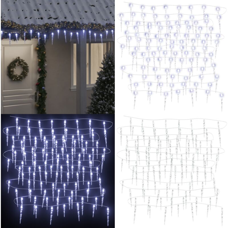 Eiszapfen-Lichterkette 200 LEDs Kaltweiß 20 m Acryl PVC - Weihnachtsdekoration - Eiszapfenleuchten - Lichterkette - Winterdeko - Außendeko - Home &