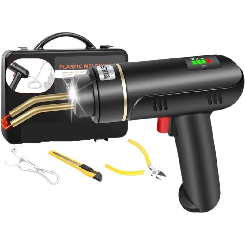 Ej.life - 200 w Kunststoffschweißgerät, Schweißgerät mit 200 Stück 4 Arten von Heftklammern, kabelloses Auto-Stoßstangen-Reparaturset, aufladbares
