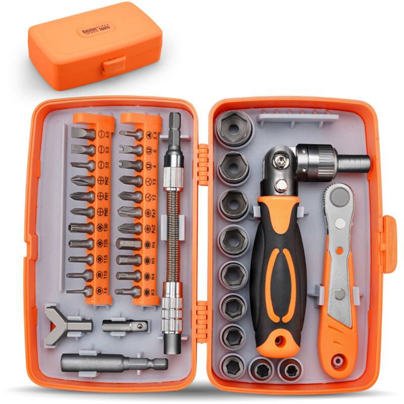38-in-1 Komplettes Werkzeugset für die Heimreparatur, Multifunktions-Schraubendreher-Ratschenbox, Schraubendreher-Set, Ratschenschlüssel-Set, für