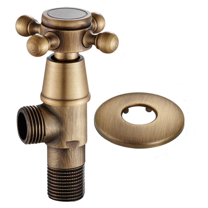 Ej.life - Badezimmer-Dreieckventil aus Messing, G1/2, WC-Hardware, Vintage-goldenes Eckventil, europäische Hardware, universelles antikes Eckventil