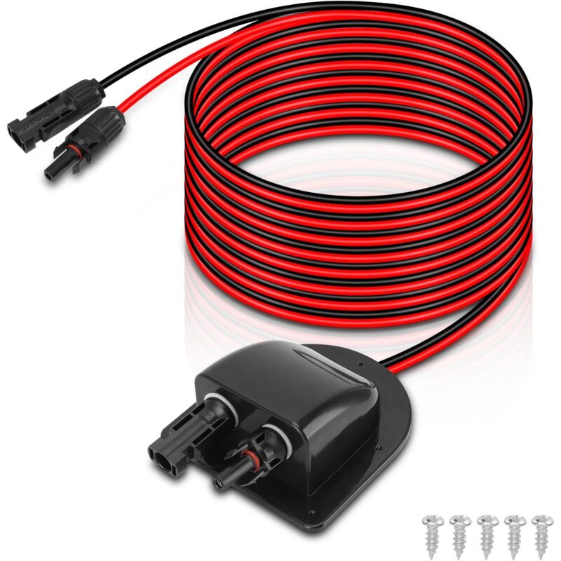 Ej.Life Doppelte Kabeldurchführung, Solarkabeldurchführung, doppelte wasserdichte Kabeldurchführung mit 3 m Solar-Verlängerungskabel, Stecker und