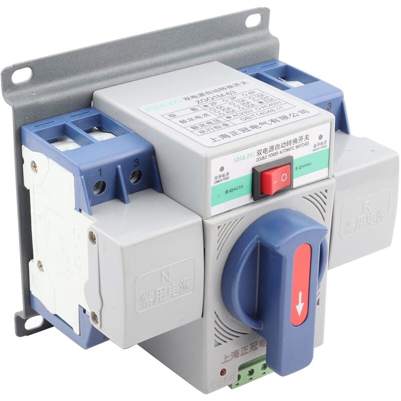 Ej.life - Dual Power Automatic Transfer Switch, 1pc 220V 63A 2P Mini Automatic Circuit Breaker Dual Power Switch Low Noise mit eps Fire Power Supply