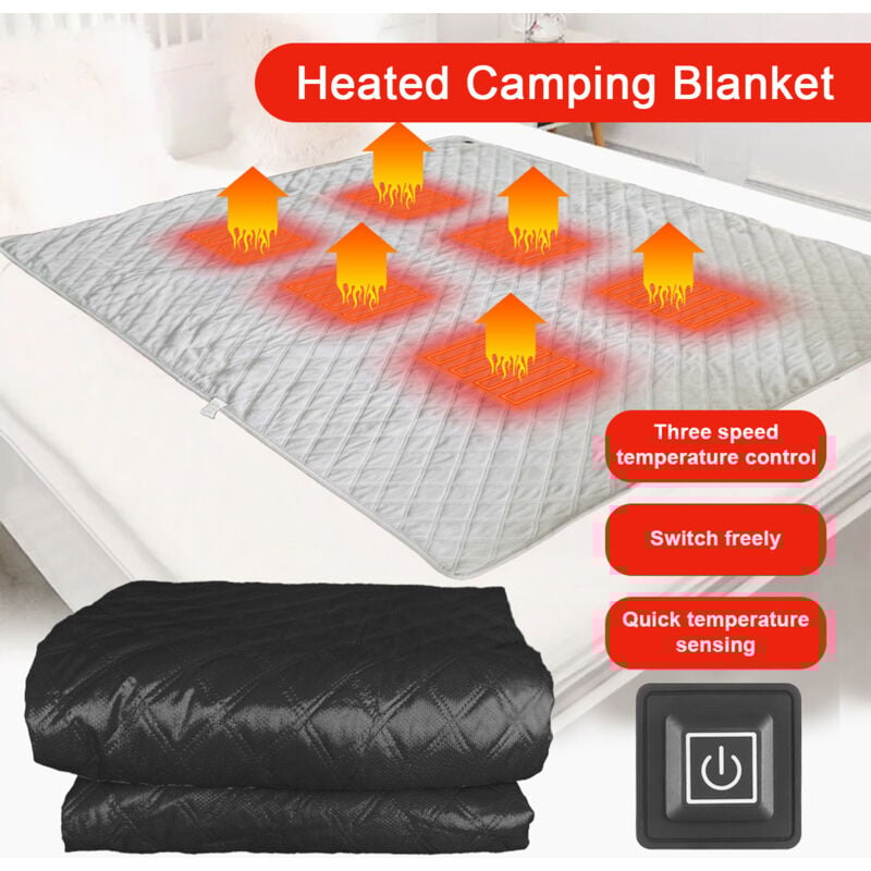 Heizdecke für Camping, beheizte Schlafsack-Einlage, Schlafsack-Einlage mit USB-Strom, 6 Heizzonen, Camping-Heizdecke – Heizmatte - Ej.life