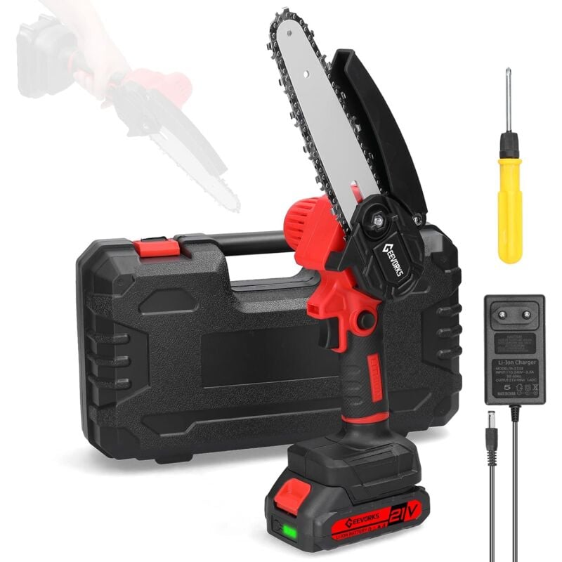 Mini-Akku-Kettensäge, 6 Zoll, 1300 mAh, kabellose elektrische Kettensäge mit Akku-Gartenschere für Gartenschnitt-DIY-Projekte - Ej.life