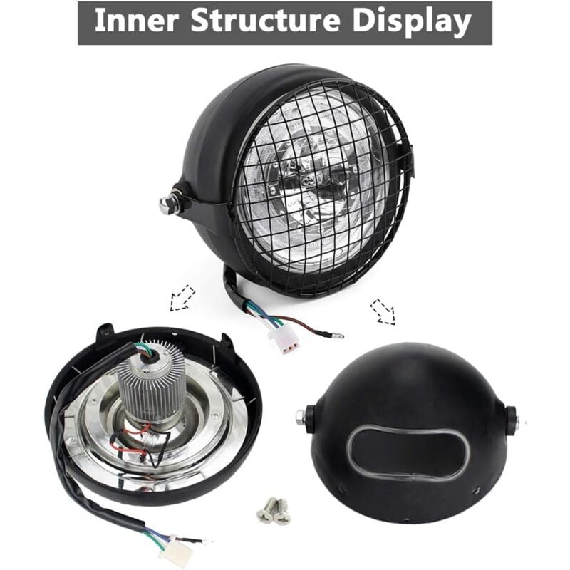 Ej.Life Motorrad-Scheinwerfer, 6,5 Zoll (6,5 Zoll) Motorrad Scheinwerfer Montage, Motorradscheinwerfer Frontscheinwerfer Angel für Motorrad