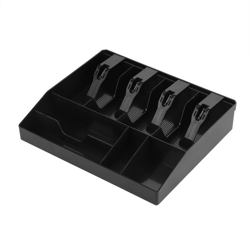 Registrierkasse, 32cmx27cm, 4 Bill 4 Slots Insert Tray Ersatz Geld Münzkasse Ordentlich Aufbewahrungsbox (Schwarz) - Ej.life