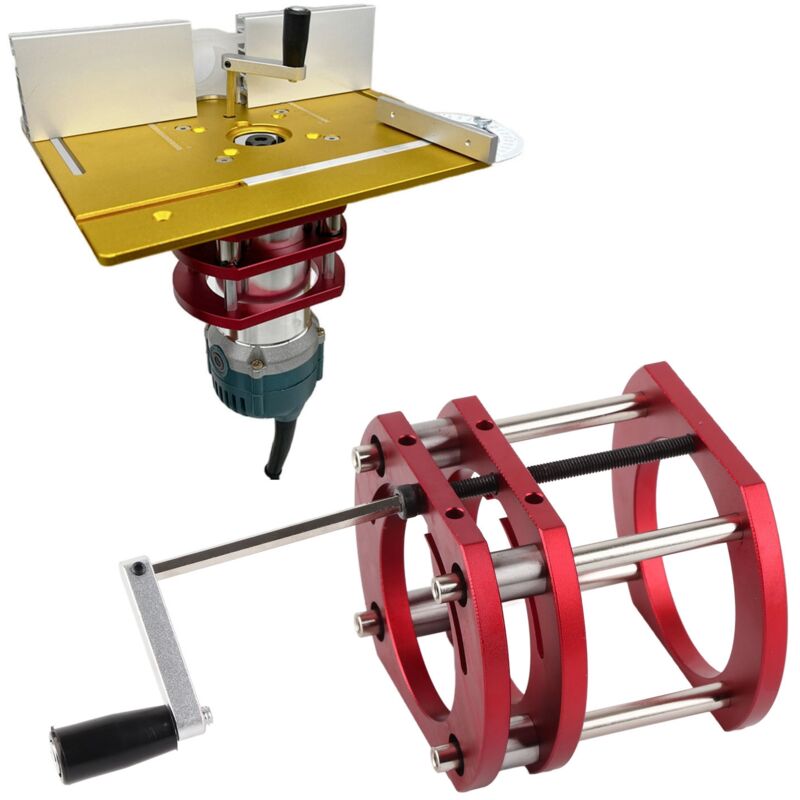 Ej.life - Router Lift Basis, Aluminiumlegierung Edelstahl 4 Backen Klemmung, Router Tabelle Hebesystem Basis, für kleine Trimming Maschinen, kleine