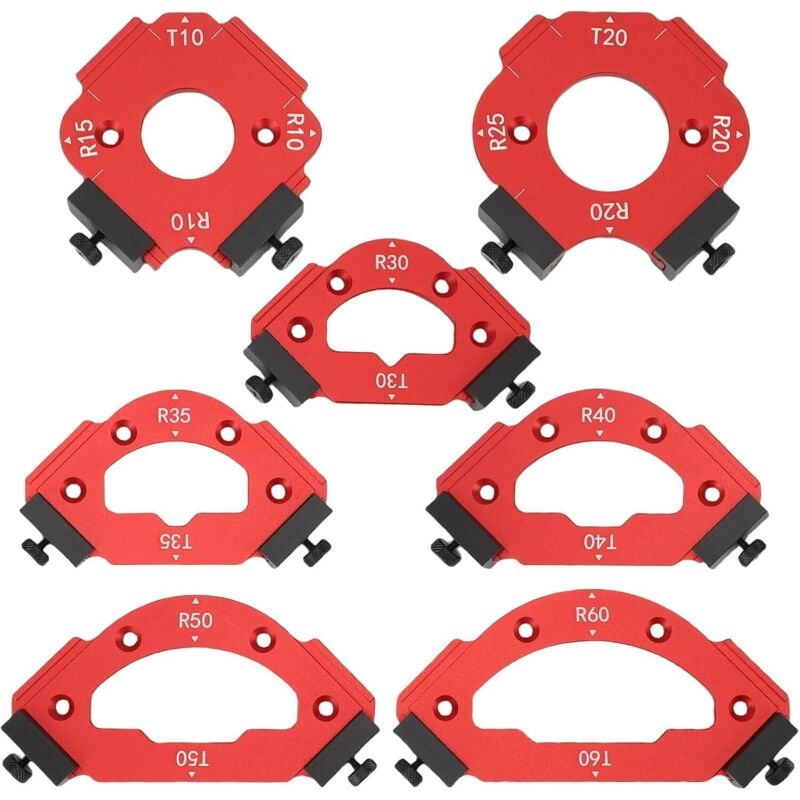 Router-Vorlagen aus Aluminiumlegierung, Radius-Schablone, Router-Schablone, Eckradius-Schablone für die Holzbearbeitung (R10 T10 R15 R20 T20 R25 R30