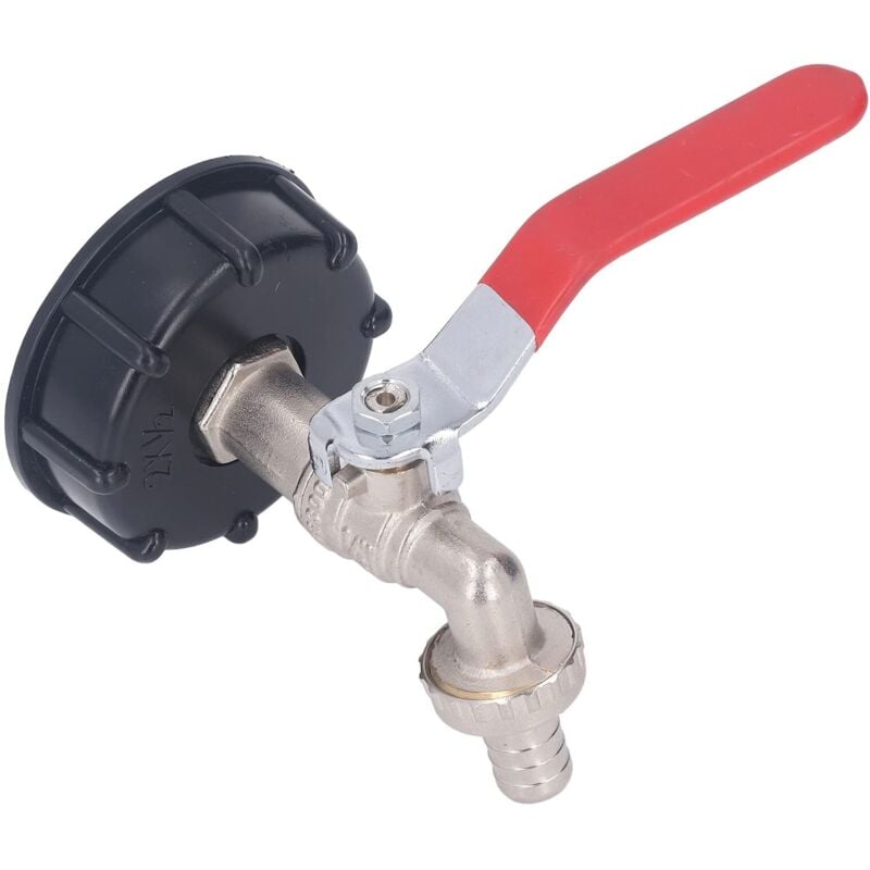 Ej.life - Schlauch-Wasserhahn-Ventil, IBC-Tote-Tank-Anschlussadapter, IBC-Tank-Adapter, IBC-Tankhahn, Messing, 1/2 Zoll, Wasserauslass, S60 x 6,