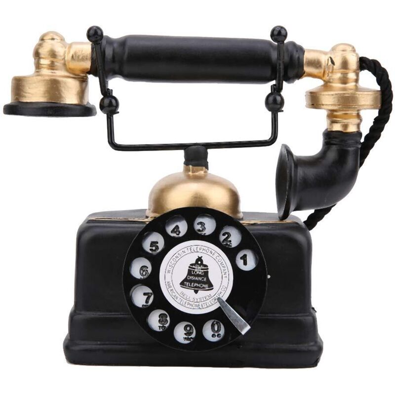 Ej.life - Schreibtisch Ornament Telefon, Vintage Retro Antik Telefon Kabelgebundenes Festnetztelefon Home Desk Dekor Ornament für Kinder Spielzeug