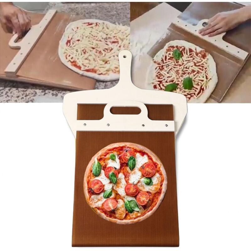 Sliding Pizza Peel,Sliding Pizza Shovel, der die Pizza Perfekt überträgt,Pizzaschieber aus hellem Holz zum Backen, 19,7 x 11,8 Zoll - Ej.life