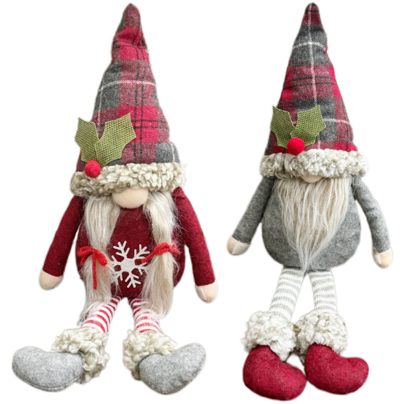 Teile Weihnachtsdekoration liefert Wald Alter Mann Vorhang Umarmung Tür Vorhang Schnalle gesichtslose Puppe langbeinige Puppe (rot + grau) - Ej.life