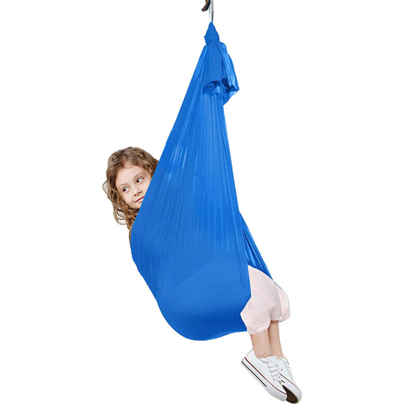 Elastische Hängematte für Kinder, für drinnen und draußen, Sinnesschaukel, Yoga- und Fitness-Hängematte für Zuhause, dunkelblau