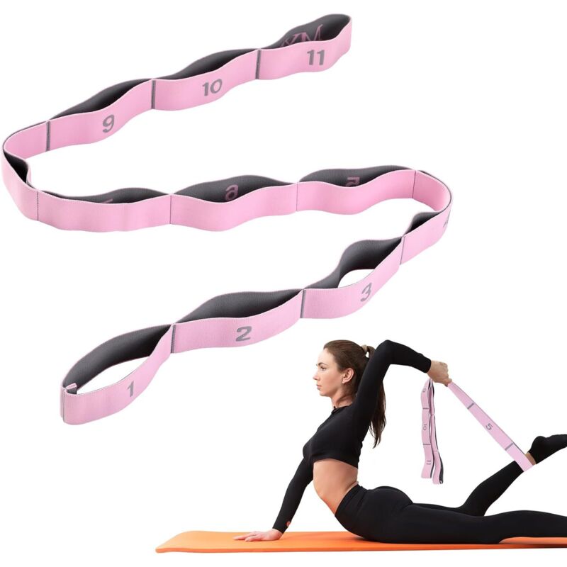 Elastischer Yoga-Gürtel, 11-Schlaufen-Widerstandsband, ultraelastisches Fitnessband, ideal für Pilates, Fitness und Dehnübungen.