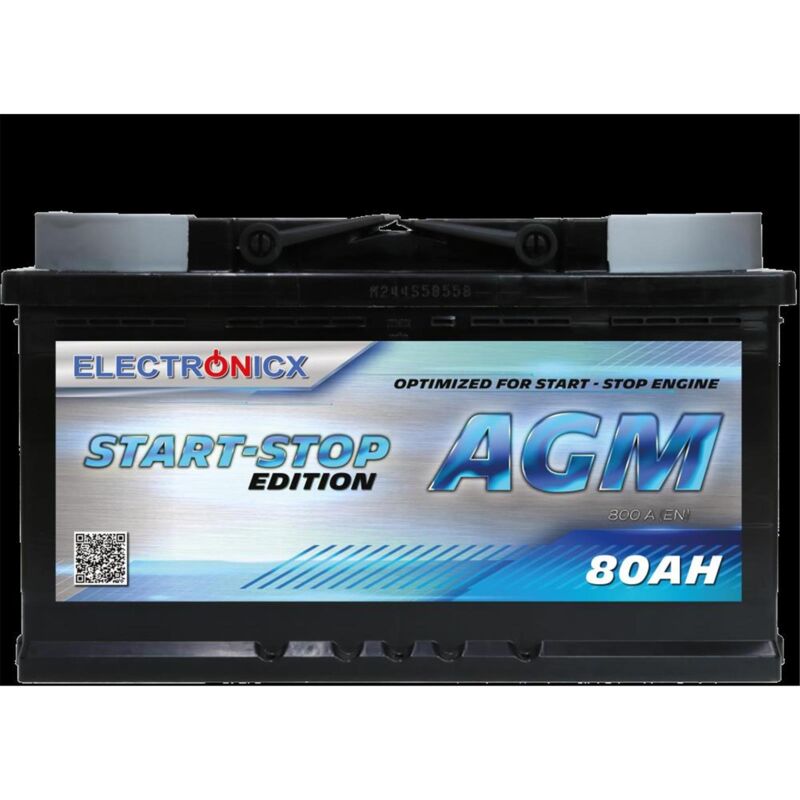Electronicx AGM Autobatterie Starterbatterie Batterie Start-Stop 80 AH 12V 820A