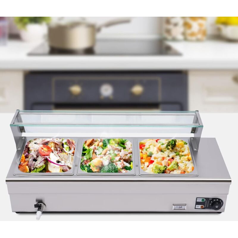 Elektrische Buffetwärmer Speisenwärmer 1/2GN Warmhalter Essenwär Buffetwärmer Elektrischer Speisenwärmer Chafing Dish Wärmebehälter Speisewärmer