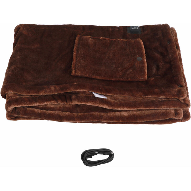 Elektrische Heizdecke, kleine 5-V-Heizdecke, schnell aufheizend, dick, Flanell, kaffeebraun, 100 x 80 cm / 39,4 x 31,5 Zoll.