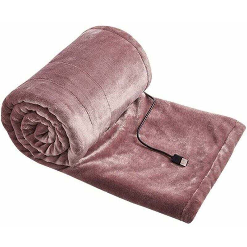 Elektrische Heizdecke mit USB-Anschluss, 140 x 80 cm, Flanell, 3 Heizstufen, maschinenwaschbar, schnell aufheizend, rosa