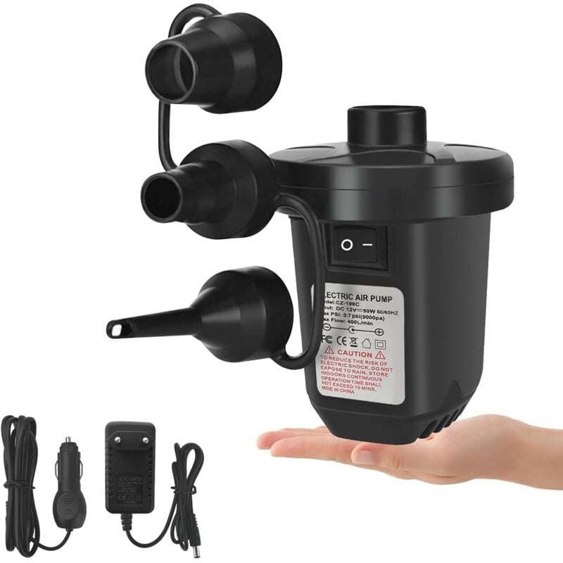 Gabrielle - Elektrische Luftpumpe, 110–240 v Hochleistungs-Elektroluftpumpe für aufblasbare Matratzen, Schwimmbäder, Strandspielzeug mit Düsen in 3
