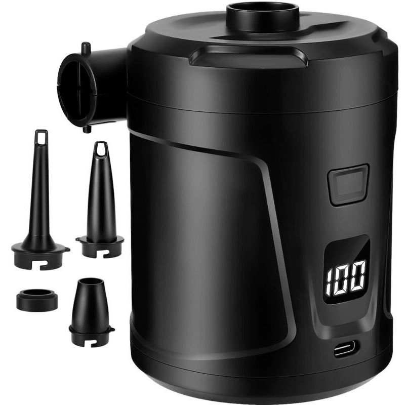 Elektrische Luftpumpe, 5200-mAh-Akku mit 3 Luftdüsen, tragbarer Aufblaser, Schnellaufblasgerät für Schlauchboote, Luftmatratzen, Planschbecken,