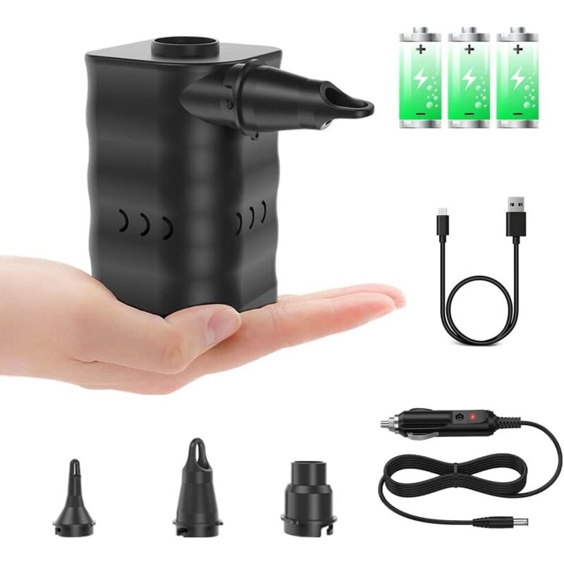 Ersandy - Elektrische Luftpumpe für Schlauchboote, tragbare Luftmatratzenpumpe für Schwimmringe, Luftmatratzen, Poolschwimmer