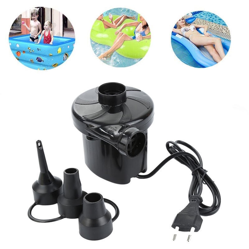 Elektrische Pumpe, Elektrische Luftpumpe, Aufblasen und Entleeren Elektrische Pumpe mit 3 Düsen für Luftmatratze, Camping, Aufblasbares Kissen, Bett,