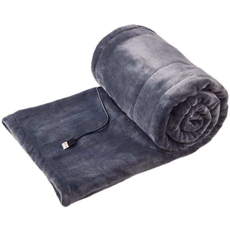 Elektrische Schaldecke, USB-betrieben und kabellos, waschbar mit 3 Temperatureinstellungen, elektrische Heizdecke, Grau, von DEBUNS