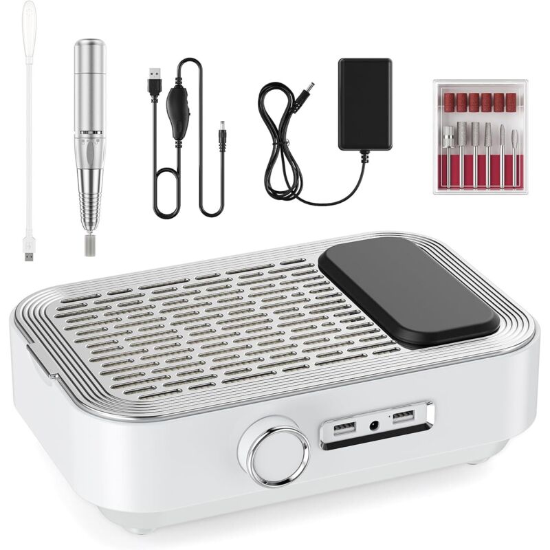 Elektrischer 4-in-1-Nagelfräser mit Staubabsaugung, LED-Licht und Powerbank, 45.000 U/min, professionell für Zuhause und den Salon