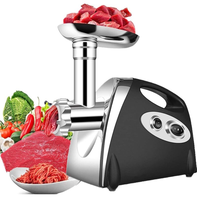 Elektrischer Fleischwolf Wurstfüller Multi Küchenmaschine Meat Grinder mit 3 Mahlplatten und Wurstfüllrohren Metallgetriebe, Überhitzungsschutz,