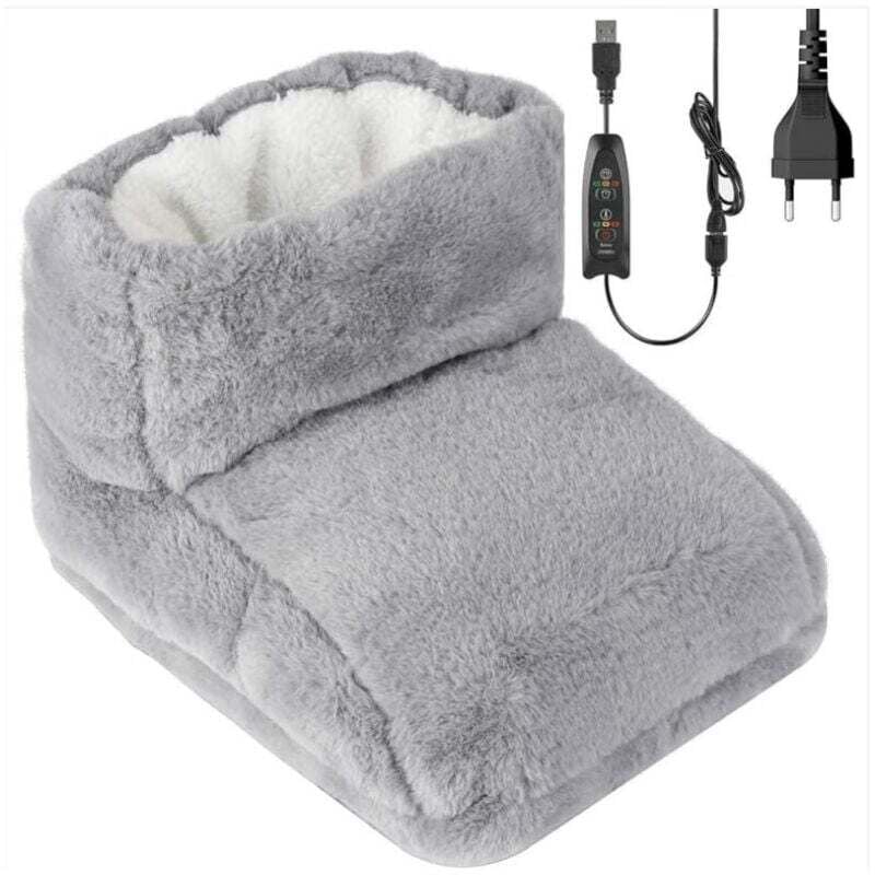 Elektrischer Fußwärmer, Heizdecke, elektrischer Fußwärmer mit waschbarem Futter, Fernbedienung zur Wärmeregulierung, 3 Heizstufen, Grau-RAPANDA