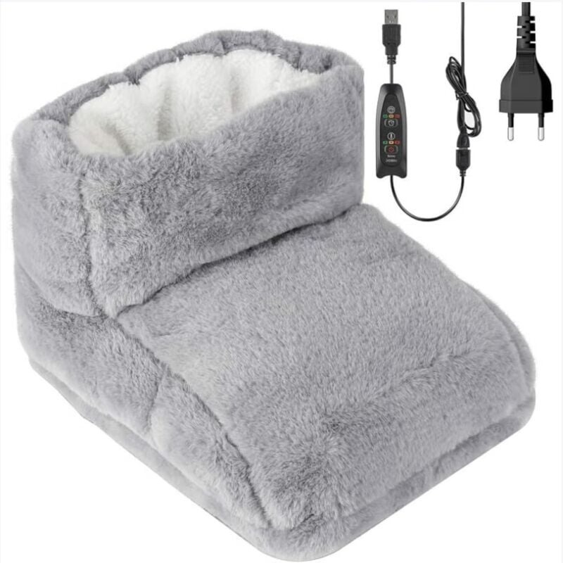 Elektrischer Fußwärmer, Heizdecke, Elektrischer Fußwärmer mit waschbarem Innenfutter, Wärmeeinstellung per Fernbedienung, 3 Heizstufen, Grau-RAPANDA