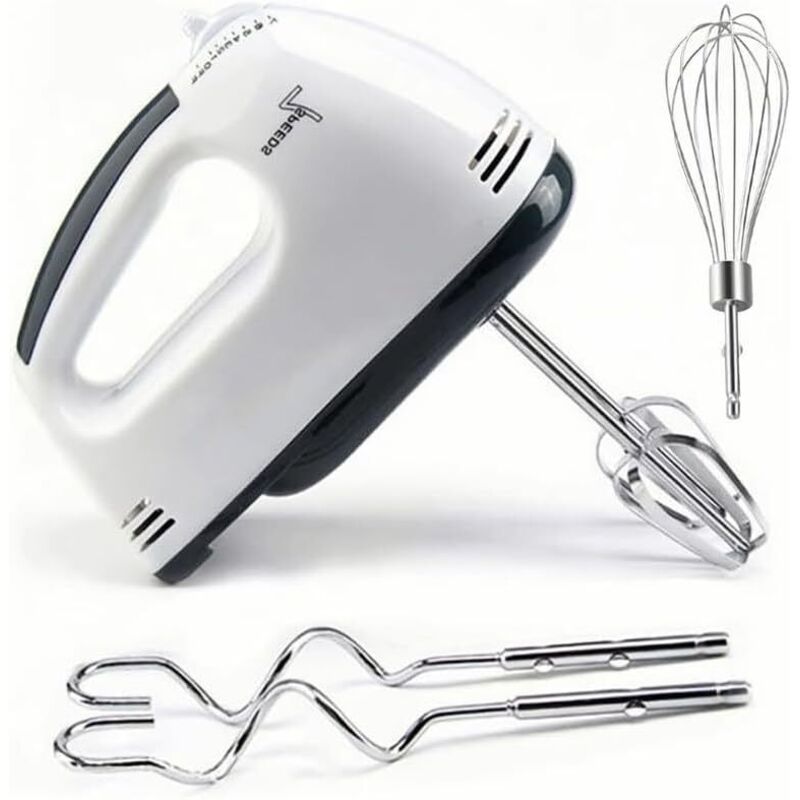 Elektrischer Handmixer, 7 Geschwindigkeitsstufen, inklusive 2 Schneebesen, 2 Knethaken aus Edelstahl, 1 Schneebesen, spülmaschinenfest