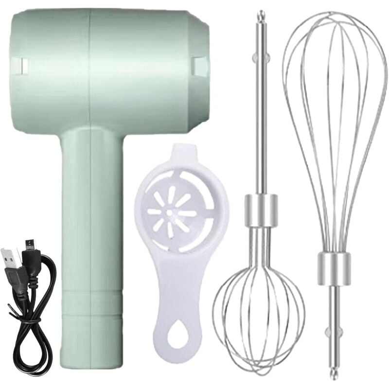 Elektrischer Handmixer, Edelstahl-Handmixer, elektrischer Eiermixer, wiederaufladbarer Handmixer, kabelloser Mixer zum Backen und Kochen