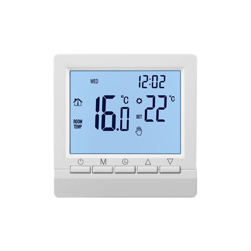 Elektrischer Heizthermostat, 16-A-Handtaste, negatives Display, weiße Zeichen auf schwarzem Hintergrund, kein wlan – negatives Display, weiße Zeichen