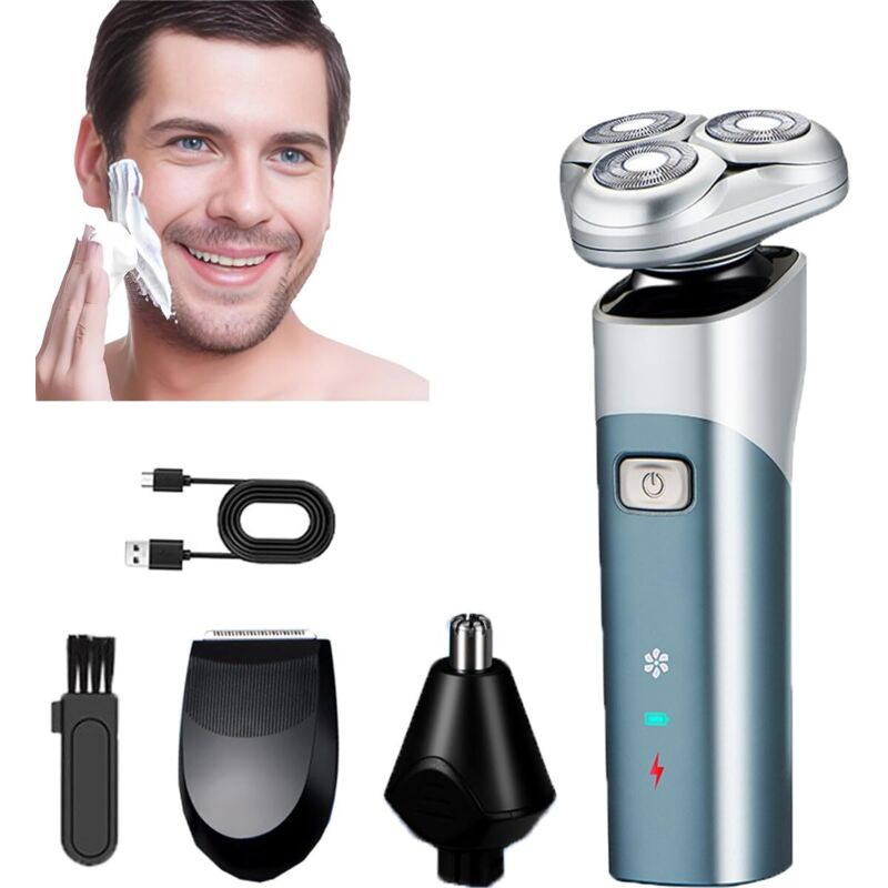 Elektrischer Herrenrasierer, 3-in-1-Barttrimmer mit Präzisionstrimmer, wiederaufladbarer Elektrorasierer mit LED-Display, Nass- und Trockenrasierer
