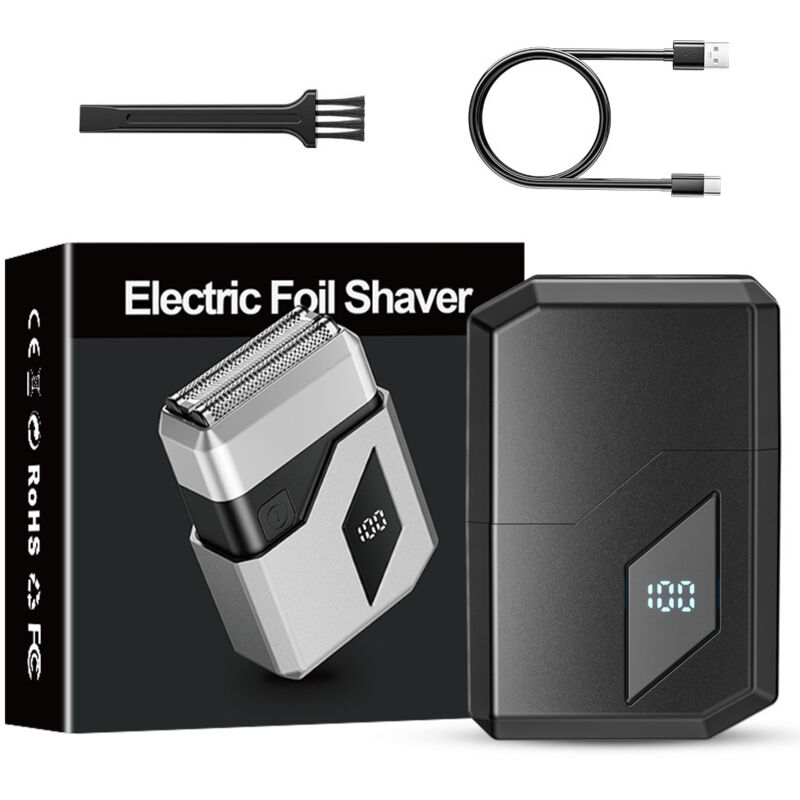 Elektrischer Herrenrasierer mit LED-Display, IPX7-Schutzart, 3 flexiblen Klingen, USB-C-Anschluss, wasserdichtem Barttrimmer, ideal für Reisen,