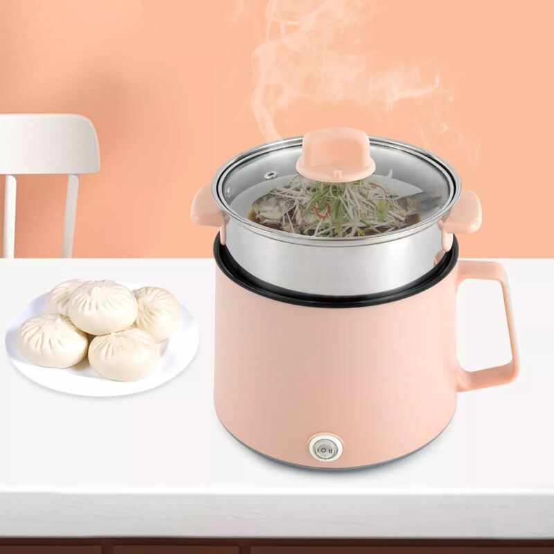 Elektrischer Hot Pot 1.7L Multifunktions-Elektroherd Antihaft Kochtopf Rosa
