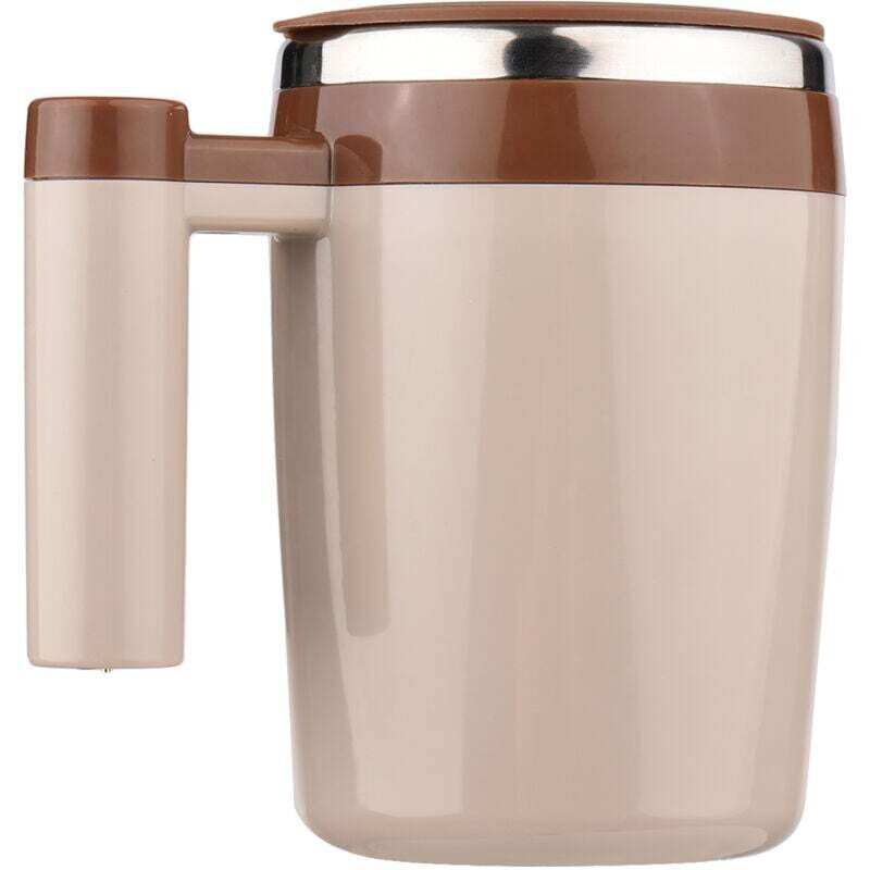 Elektrischer Kaffeebecher aus Edelstahl mit automatischem Mixer, 380 ml, für Kaffee, Tee, Kakao, Milch, Milchpulver, Proteinpulver, Braun
