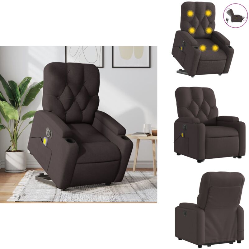 Elektrischer Massagesessel mit Aufstehhilfe Dunkelbraun Stoff - Massagesessel Mit Aufstehhilfe - Massagesessel - Relaxsessel - Sessel