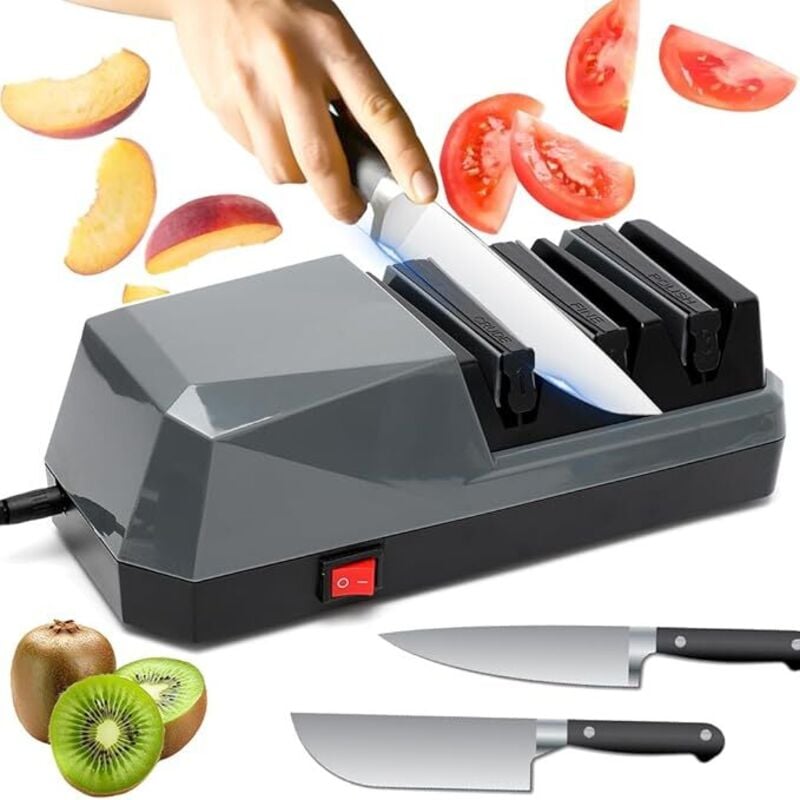 Elektrischer Messerschärfer, 3-stufige Schärfen Diamant Profi Küchenmesser Messerschleifer Messer Schleifgerät Diamant für Indoor & Outdoor Küche