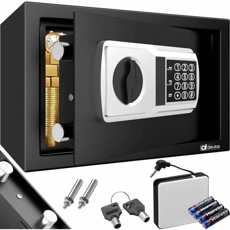 DEUBA® Tresor Elektronik-Zahlenschloss 4 Batterien Tresor klein Safe Hotelsafe Büro Hotel Schmuck Sicherheitscode Schwarz