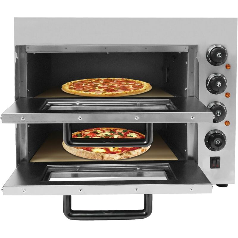 Gojoy - Elektrischer Pizzaofen, 3000W Doppellagig Mini Pizzaofen Elektrisch, Pizza Backofen Für die Gastronomie, 50-350℃ Gastro Steinbackofen