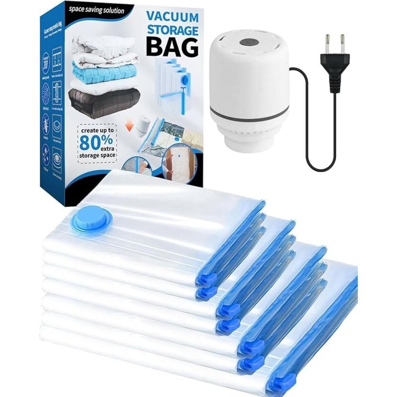 Elektrischer Staubsauger und Pumpe für Kleidung, 17-teiliger Vakuum-Aufbewahrungsbeutel – für Kleidung, Bettdecken, Reisen