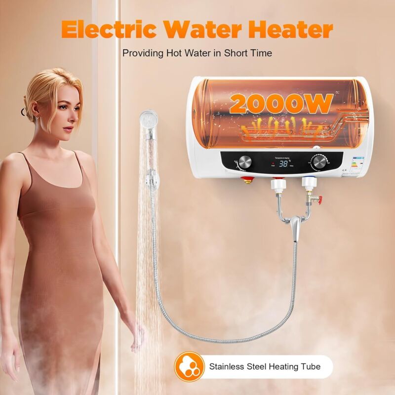 Elektrischer Wasserkocher, Accroché à la Muraille Wasserkocher, 2000W Elektrischer Wasserkocher, 35L Instant Wasserkocher, 77-167°F verstellbarer