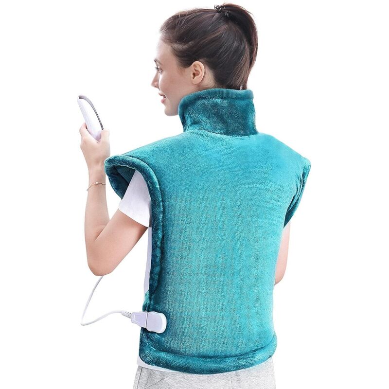 Elektrisches Heizkissen für Rücken, Schultern und Nacken, Heizdecke 60 x 90 cm mit 5 Temperaturstufen, Abschaltautomatik 60/120 Min,