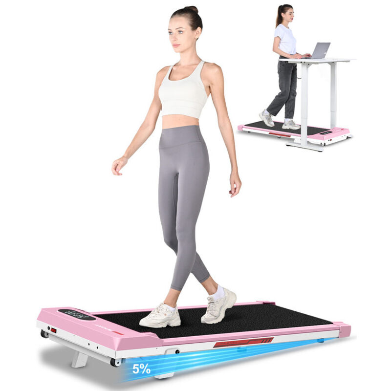 Elektrisches Laufband, 1–8 km/h, 5 % Steigung, 2,5 PS, Laufmaschine mit Fernbedienung, perfekt für den Heim- oder Bürogebrauch, Pink