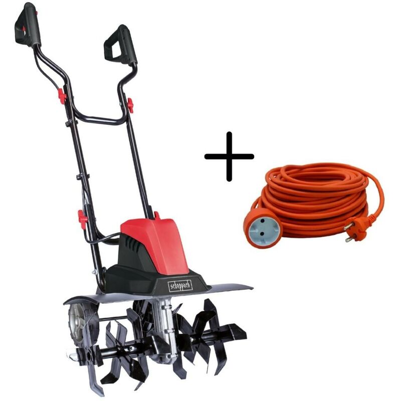 Elektro-motorhacke gartenfräse kultivator Scheppach MTE460 + elektro kabel 20 mt